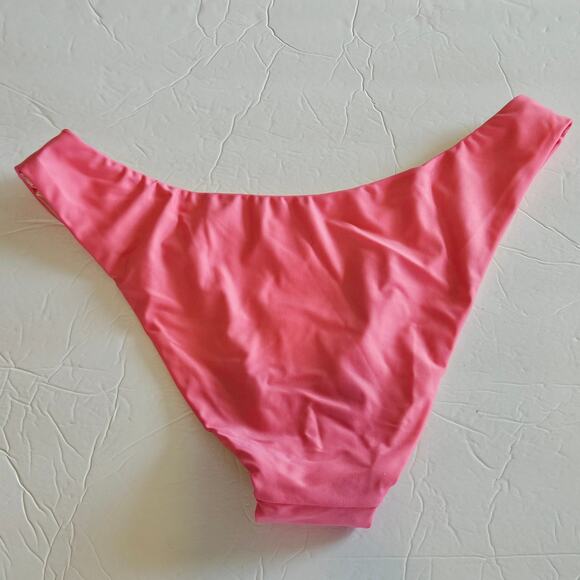J Crew Curved Waist Cheeky Bikini Bottom Pink Women's Medium Swim Beach Pool - Picture 2 of 5